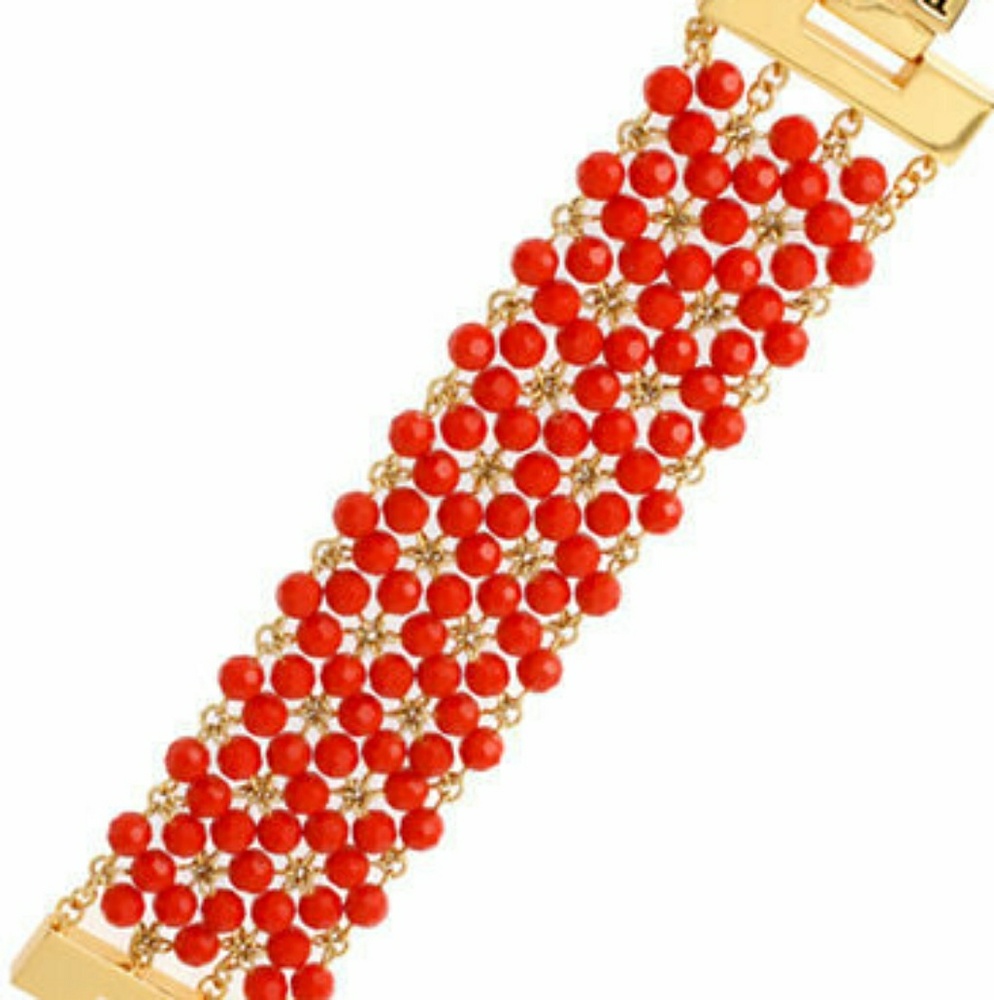 NWT DVF Paloma Beach Honey Coral Bead Bracelet